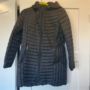 32 Degrees Lightweight Black Long Puffer Coat Size Large